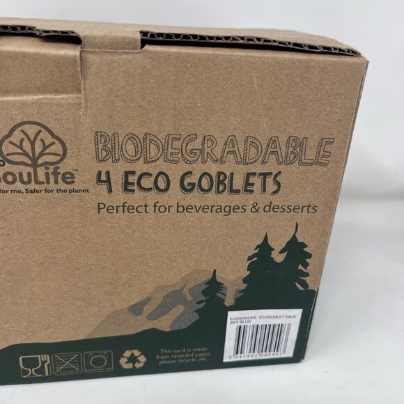 Eco Soul Life Biodegradable Sky Blue Goblet Set of 4 NEW - Picture 7 of 9